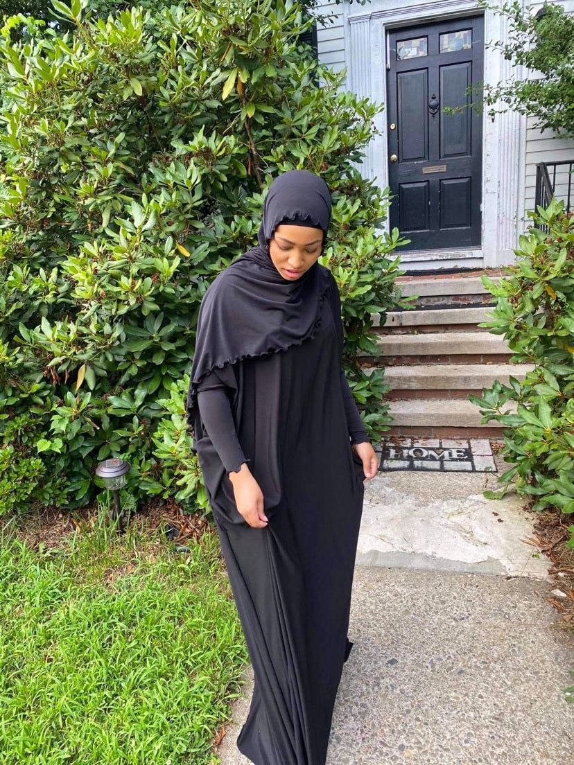 BaZma Black Jilbab Set Curly Shayla image 1