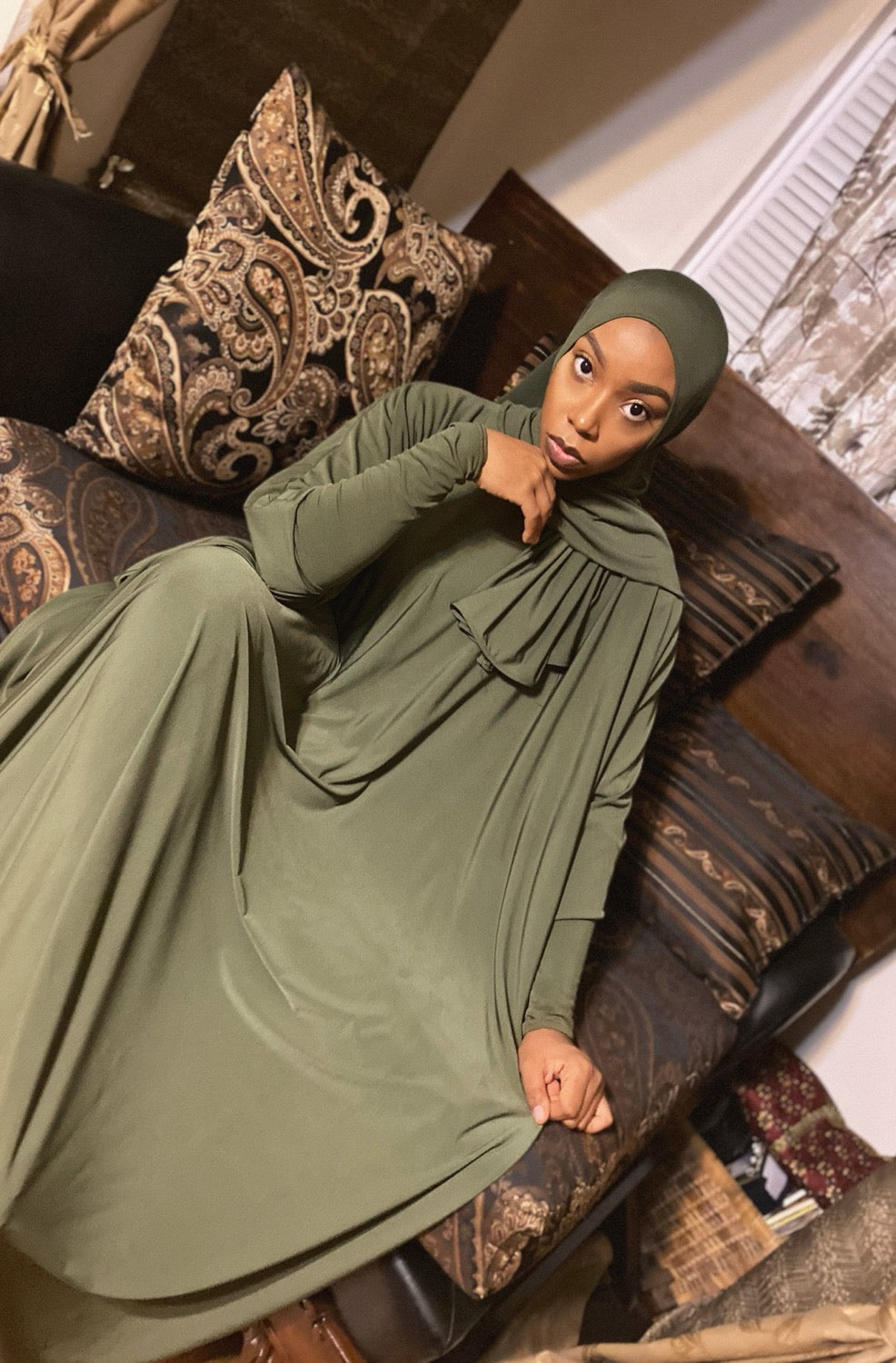 BaZma Olive Jilbab Set  image 1