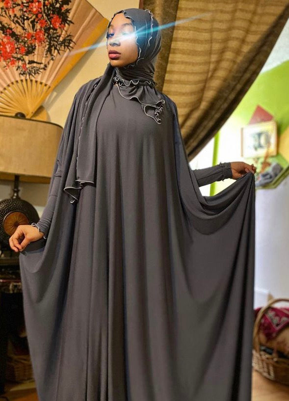 BaZma Grey Jilbab Set with Crown Shayla image 1