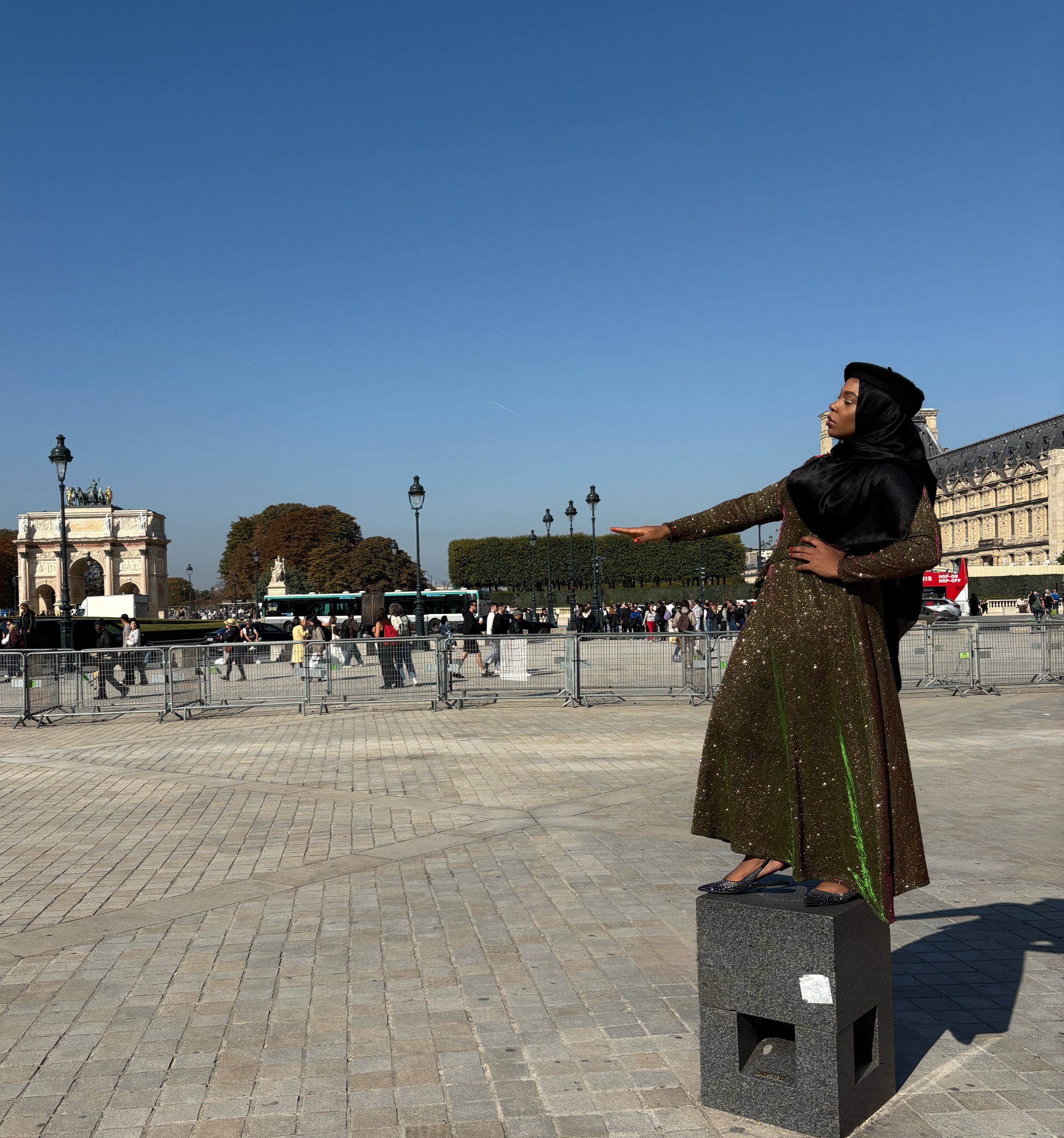 BaZma Green Sparkle Dress – Modest Evening Wear with Effortless Elegance