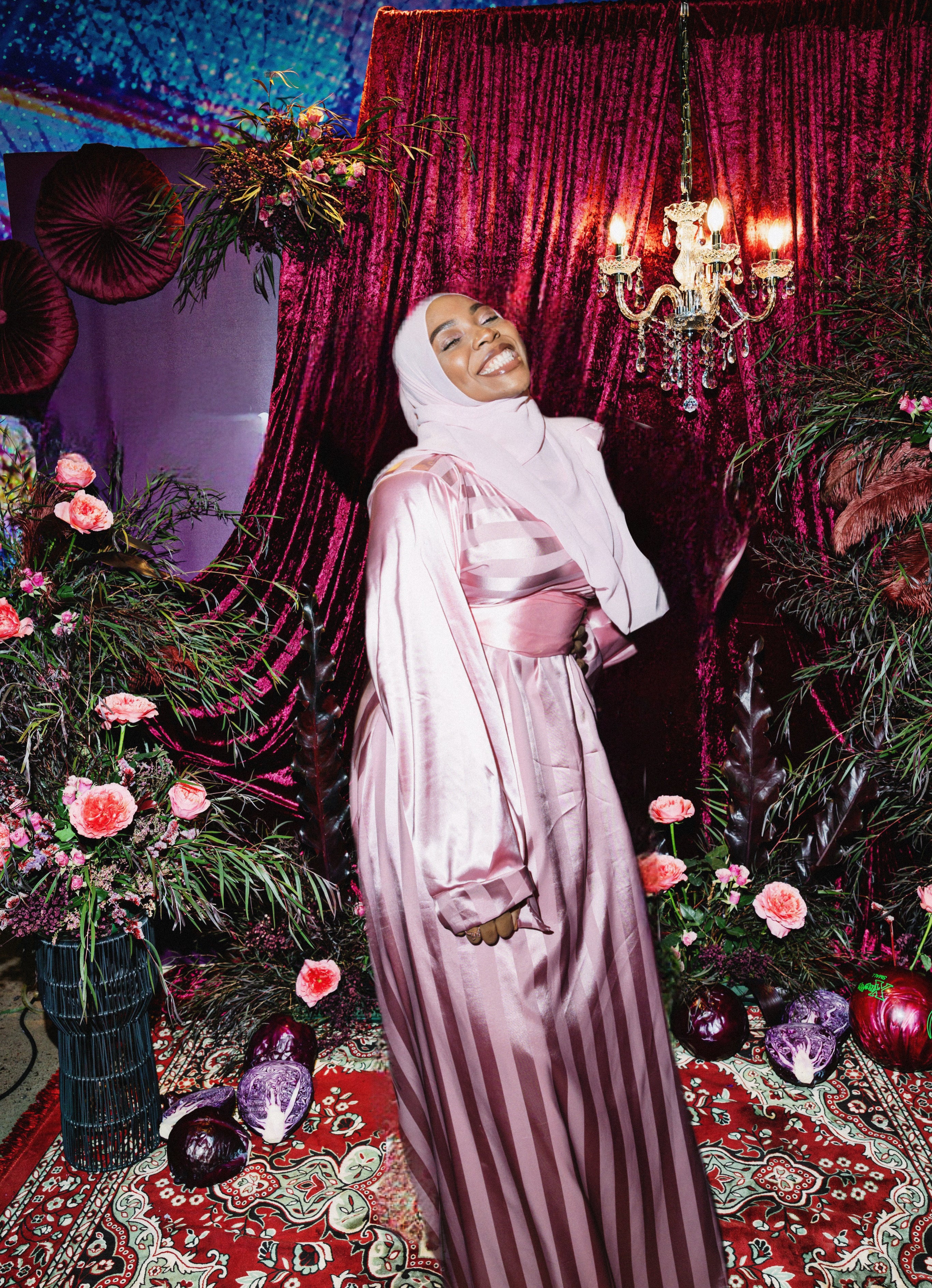 BaZma Modest Pink Striped Dress