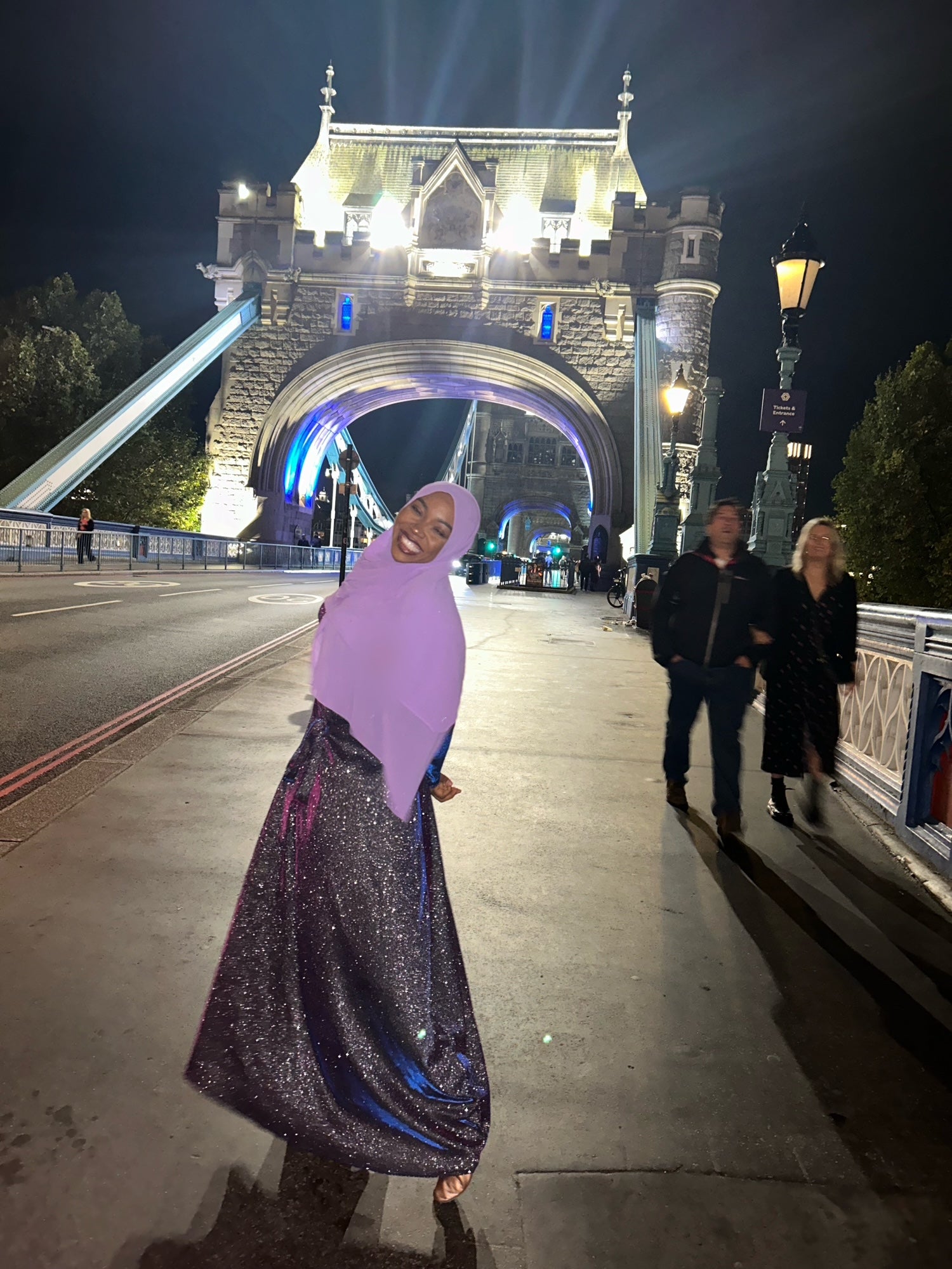 BaZma Purple Diamond Sparkle Dress – Modest Evening Wear with Effortless Elegance