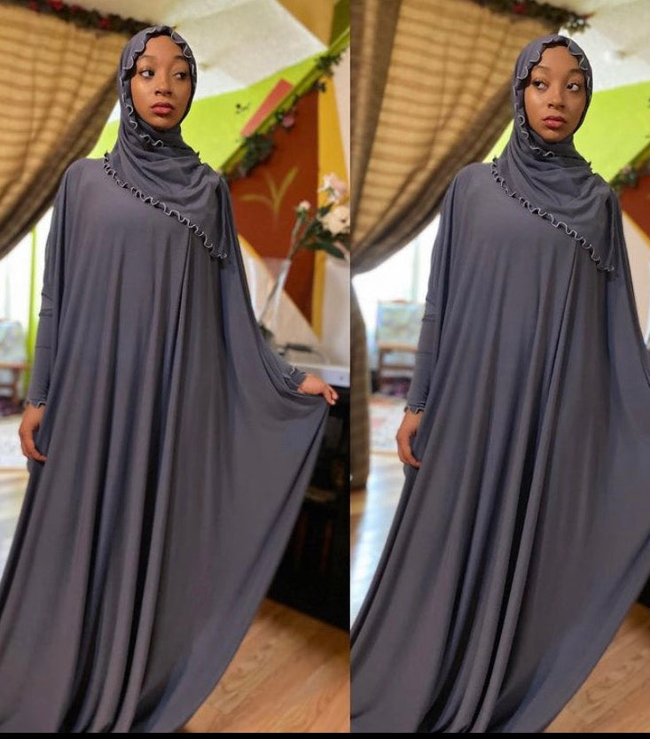 BaZma Grey Jilbab Set with Crown Shayla image 0